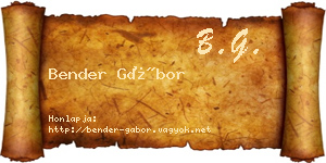 Bender Gábor névjegykártya